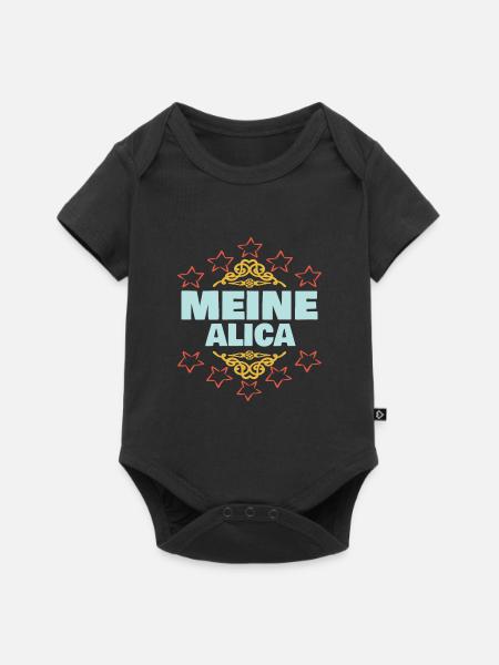 Geschenk für Alica - Baby Premium Kurzarmbody - Schwarz