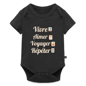 Vivre Aimer Voyager Répéter - Body à manches courtes Premium Bébé - noir - Devant