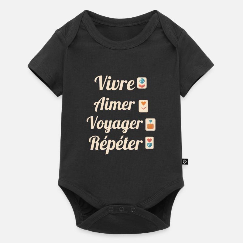 Vivre Aimer Voyager Répéter - Body à manches courtes Premium Bébé - noir