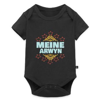 Geschenk für Arwyn - Baby Premium Kurzarmbody - Schwarz - Vorne