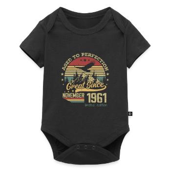 63 years old Aged to perfection born: November 1961 - Baby Premium short-sleeve bodysuit - black - Front