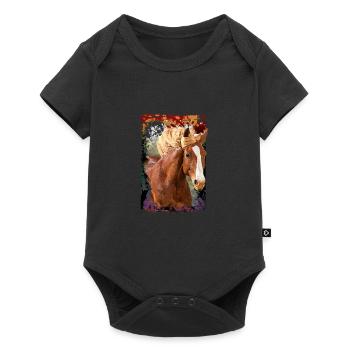 Horse with colors for horse fans - Gift - Baby Premium short-sleeve bodysuit - black - Front