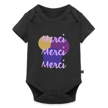 MERCI. THANKS. THANK YOU. ANNIVERSAIRE. NAISSANCE. - Body à manches courtes Premium Bébé - noir - Devant