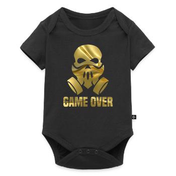 GAME OVER - skull with in gold, - Baby Premium short-sleeve bodysuit - black - Front