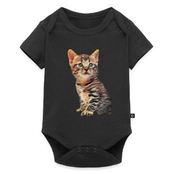 Chat chaton peignant des animaux mignons pour les enfants - Body à manches courtes Premium Bébé - noir - Devant