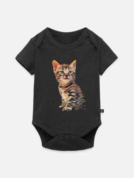 Chat chaton peignant des animaux mignons pour les enfants - Body à manches courtes Premium Bébé - noir