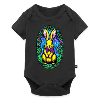 Colorful Easter motif with bunny - Baby Premium short-sleeve bodysuit - black - Front