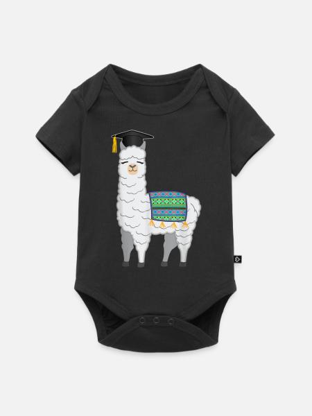 Funny Llama With Graduation Hat School Graduation - Baby Premium Kurzarmbody - Schwarz