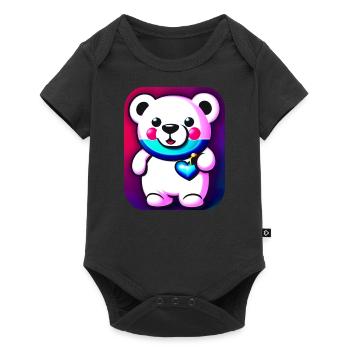 Cute cute teddy bear with heart - Baby Premium short-sleeve bodysuit - black - Front
