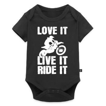 Love It Live It Ride It Motorradfahrer - Baby Premium Kurzarmbody - Schwarz - Vorne
