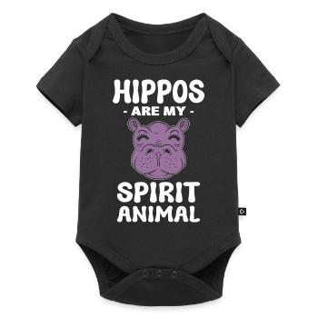 Hippos Are My Spirit Animal Zoowärter - Baby Premium Kurzarmbody - Schwarz - Vorne