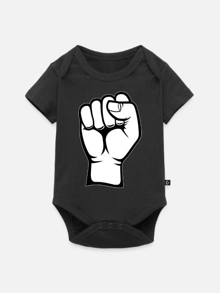 Faust Hand Symbol weiß PNG - Baby Premium Kurzarmbody - Schwarz