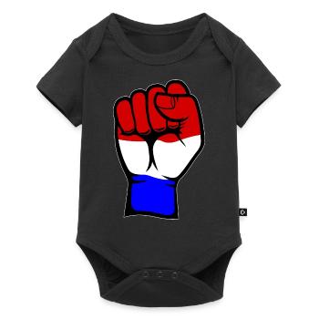 Holland Flagge Faust Hand Symbol - Baby Premium Kurzarmbody - Schwarz - Vorne