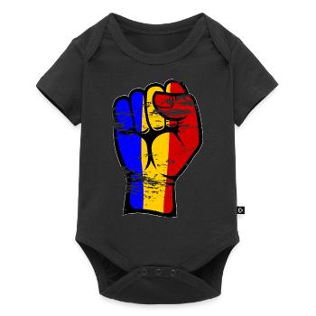 Romania Flag Fist Hand Used Symbol - Baby Premium short-sleeve bodysuit - black - Front