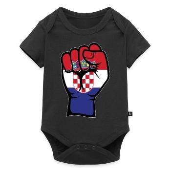Kroatien Flagge Faust Hand Symbol - Baby Premium Kurzarmbody - Schwarz - Vorne