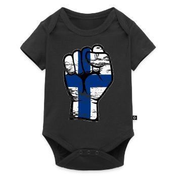 Finland flag fist hand icon used - Baby Premium short-sleeve bodysuit - black - Front