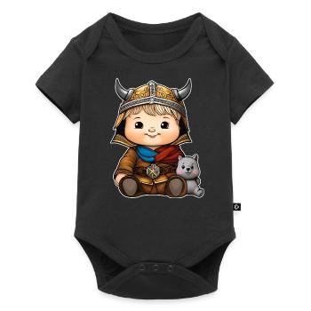 Bébé Viking avec doudou - Body à manches courtes Premium Bébé - noir - Devant