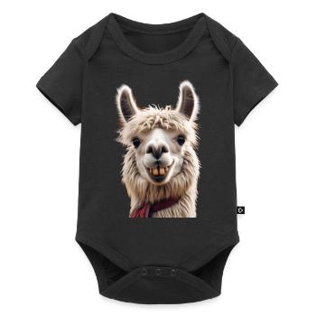 Llama Smile: The Cheeky Gaze - Baby Premium short-sleeve bodysuit - black - Front