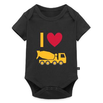 Ich liebe Betonmischfahrzeuge - Baby Premium Kurzarmbody - Schwarz - Vorne