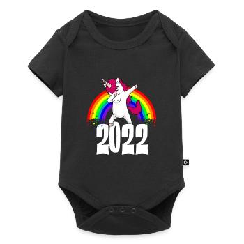 Dabbing Unicorn 2022 Rainbow Funny New Year - Baby Premium short-sleeve bodysuit - black - Front