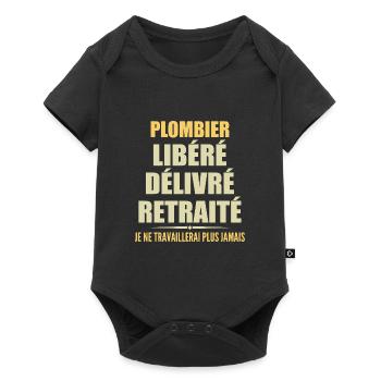 Plombier célèbre sa retraite avec humour cadeau - Body à manches courtes Premium Bébé - noir - Devant