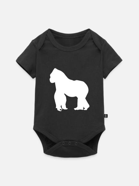 Gorilla Menschenaffe Silberrücken Geschenk - Baby Premium Kurzarmbody - Schwarz