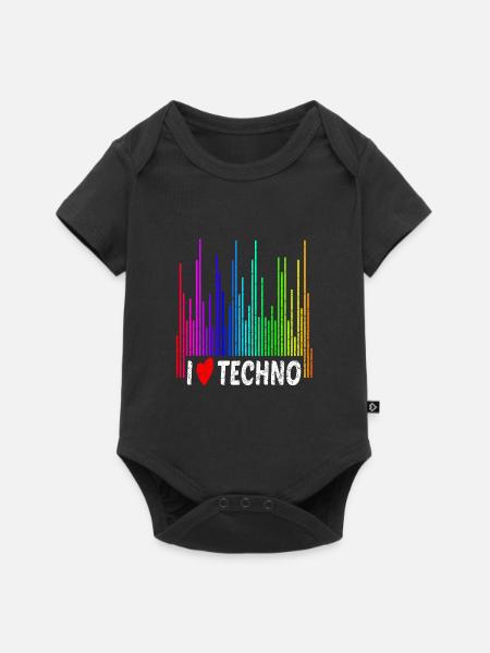 Love Techno - Baby Premium Kurzarmbody - Schwarz