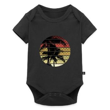 Vintage palmiers coucher de soleil - Body à manches courtes Premium Bébé - noir - Devant
