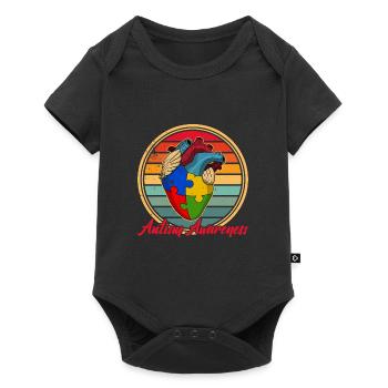 Autism awareness Heart Colors Autism puzzle piece - Baby Premium short-sleeve bodysuit - black - Front