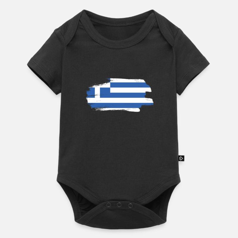 Drapeau de la Grèce Hellas Athènes Drapeau grec - Body à manches courtes Premium Bébé - noir