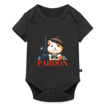 Niedlicher Meerschweinchen-Fotograf Paris - Baby Premium Kurzarmbody - Schwarz - Vorne