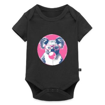 Koala mit Sonnenbrille Bubblegum für einen - Baby Premium Kurzarmbody - Schwarz - Vorne