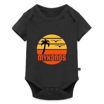 Mykonos (sun, palm tree, birds) - Baby Premium short-sleeve bodysuit - black - Front
