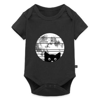 Chat avec lune - Body à manches courtes Premium Bébé - noir - Devant
