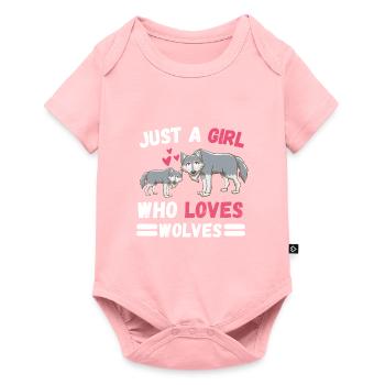 Prédateur Forêt Animaux Amoureux Fille Cadeau Loup - Body à manches courtes Premium Bébé - rose - Devant