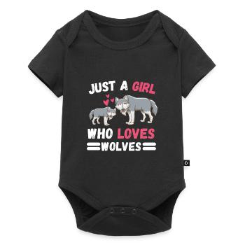 Prédateur Forêt Animaux Amoureux Fille Cadeau Loup - Body à manches courtes Premium Bébé - noir - Devant