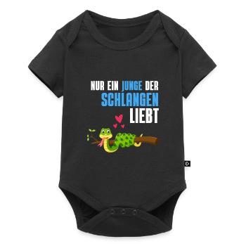 Reptilien Jungs Tierliebhaber Geschenk Schlange - Baby Premium Kurzarmbody - Schwarz - Vorne