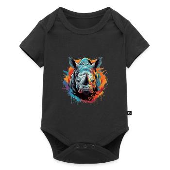 Party Rhinoceros - Baby Premium short-sleeve bodysuit - black - Front