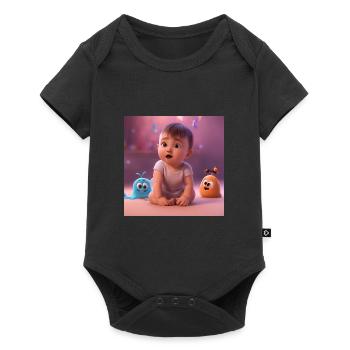 bébé mignon avec des créatures - Body à manches courtes Premium Bébé - noir - Devant