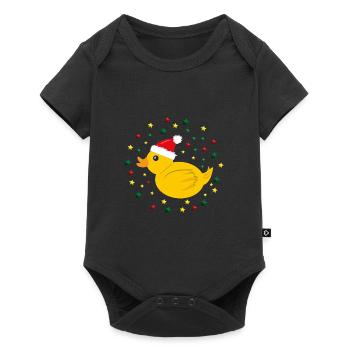 Ente mit Weihnachtsmütze und Sternen. - Baby Premium Kurzarmbody - Schwarz - Vorne