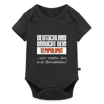 Deutschland Tempolimit Verkehr Auto LKW Fahrlehrer - Baby Premium Kurzarmbody - Schwarz - Vorne