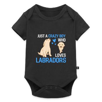 Nur ein verrückter Junge Hunde Geschenk Labrador - Baby Premium Kurzarmbody - Schwarz - Vorne