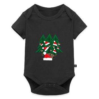 Igel im Wald mit Weihnachtsmützen. - Baby Premium Kurzarmbody - Schwarz - Vorne