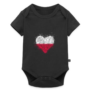 Heart Poland Flag Vintage - Baby Premium short-sleeve bodysuit - black - Front