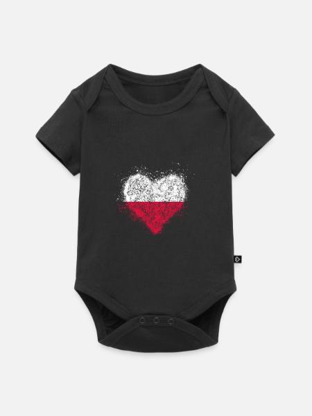 Hart Polen vlag vintage duidelijk - Premium kortærmet baby-body  - sort