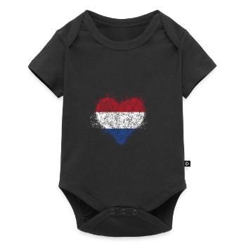 Drapeau coeur des Pays-Bas - Body à manches courtes Premium Bébé - noir - Devant