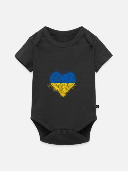 Serce Ukraina Flaga - Premium kortærmet baby-body  - sort