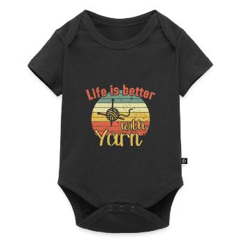 Life is better with Yarn / Häkeln - Baby Premium short-sleeve bodysuit - black - Front
