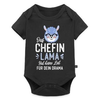 Chefin Lama Spruch Lustige Geschenkidee - Baby Premium Kurzarmbody - Schwarz - Vorne