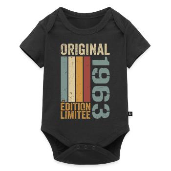1963 | Édition Limitée cadeau d'anniversaire 1963 - Body à manches courtes Premium Bébé - noir - Devant